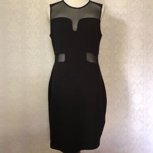 Black Bodycon Midi Dress with Mesh